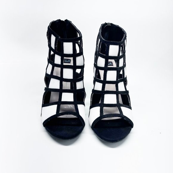 Nyla Checkered Black White Booties - Picture 1 of 5